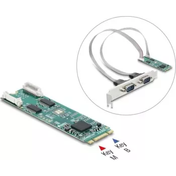 Delock Κάρτα M.2 σε 2 x Σειριακά RS-232 DB9 με Βάσεις Standard και Low Profile