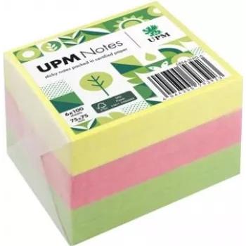 UPM Notes Brilliant Σημειώσεις Haft 75x75mm 100 φύλλα ανά μπλοκ 6 μπλοκ ανάμεικτα χρώματα