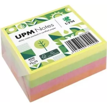 UPM Notes Brilliant Mix Σημειώσεις Haft 400 φύλλα κίτρινο ροζ πράσινο 76x76mm 3 μπλοκ