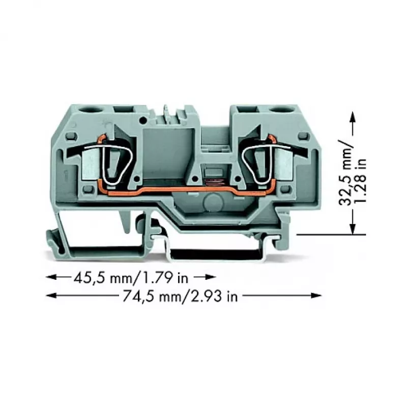 WAGO 282-901 κλέμα διέλευσης 2 αγωγών, 6 mm, γκρι