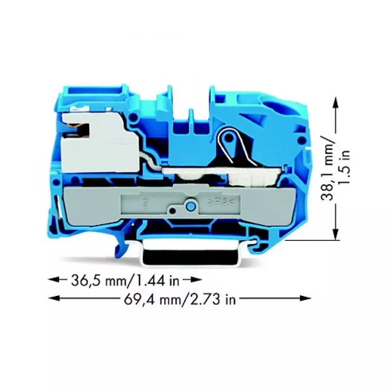 WAGO 2016-7114 κλέμα απομόνωσης N 1 αγωγού, Push-in CAGE CLAMP, μπλε