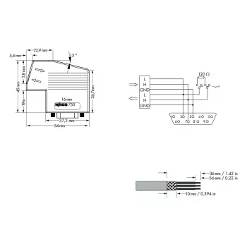 WAGO 750-963 Module σύνδεσης D-Sub, 9-πολική υποδοχή θηλυκή, γκρι, IP20, για WAGO I/O System 750