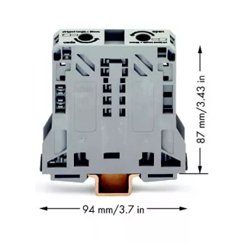 WAGO 285-150 Κλέμα ισχύος CAGE CLAMP, 1 δυναμικό, 2 συνδέσεις, 10-50 mm², γκρι, ράγα DIN 35