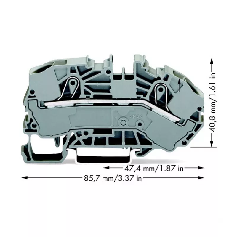 WAGO 2016-7601 Ακροδέκτης διέλευσης, 2 αγωγών, 16 mm², 800 V, γκρι