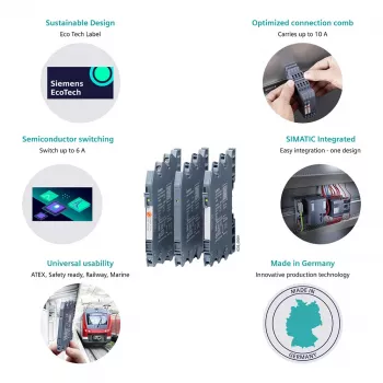 Siemens SIRIUS 3RQ4 ρελέ ζεύξης βύσματος, 230 V AC/DC, 3 NO + 1 NC, σύνδεση με βίδες