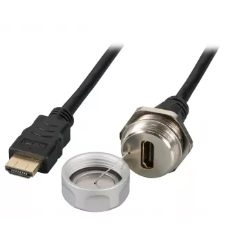 EFB Elektronik υποδοχή HDMI πάνελ IP67, M25, HDMI A-A θηλυκό-αρσενικό, θύρα service, κορδόνι συγκράτησης, 1,0 m