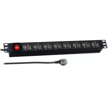 EFB Elektronik 19 inch 1U Rackmount USB Charging PDU - 16 θύρες USB, είσοδος CEE 7/7, μαύρο