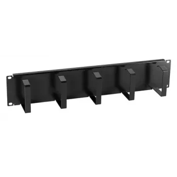 EFB Elektronik 699998NTS 19 inch 2U panel διαχείρισης καλωδίων, 5 στηρίγματα, χάλυβας, μαύρο (RAL 9005)