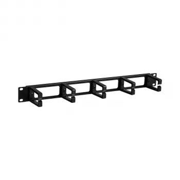 EFB ELEKTRONIK 19 inch 1U Πάνελ διαχείρισης καλωδίων με 4 διόδους και 5 πλαστικά στηρίγματα, RAL 9005 βαθύ μαύρο