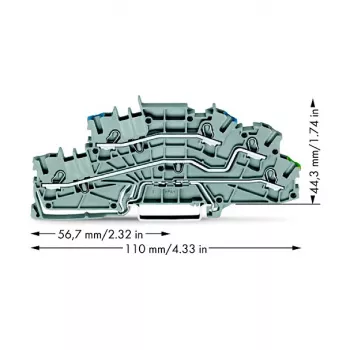 WAGO 2003-6646 TOPJOB® S ακροδέκτης διέλευσης 3 αγωγών, 4 mm², γκρι, τοποθέτηση σε ράγα DIN