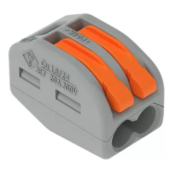 WAGO 222-412 ακροδέκτης σύνδεσης 2 αγωγών, γκρι/διαφανές, 32A, 400V
