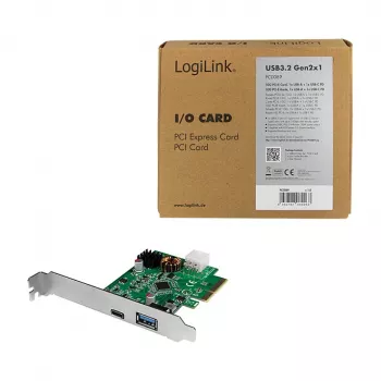 LogiLink Κάρτα PCI Express USB 3.2, 5 Gbps, 2 εξωτερικές + 3 εσωτερικές θύρες USB-A