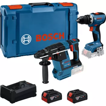 BOSCH PowerTools Σετ Κρουστικό Δραπανοκατσάβιδο 18V 65 + Κρουστικό Δράπανο 18V 26 με 2 μπαταρίες 5 Ah και φορτιστή (Σετ)