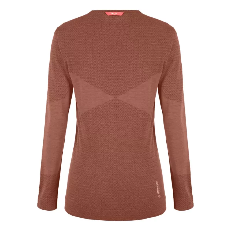 Salewa Zebru Medium Warm AMR L/S Tee γυναικείο - Etruscan Red, μέγεθος M