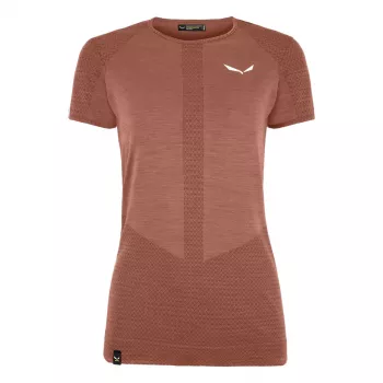Salewa Zebru Medium Warm Merino Wool μπλουζάκι γυναικείο Etruscan Red L