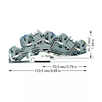 WAGO 2005-7646 Ακροδέκτης διέλευσης, 3 αγωγών, 400V, 24A, 2,5mm², γκρι