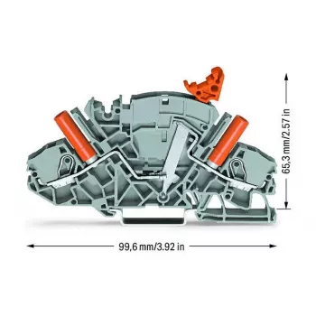 WAGO 2007-8821 Μπλοκ ακροδεκτών Push-in 3 αγωγών, 10 mm², γκρι