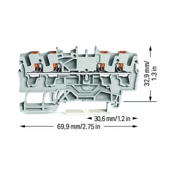 WAGO Ακροδέκτης διέλευσης 4 αγωγών Push-in 2,5 mm² Γκρι