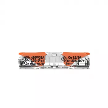WAGO 221-2401 Σύνδεσμος γραμμής, 2 αγωγών, 0,2-4 mm², 600 τεμ., διαφανές/πορτοκαλί
