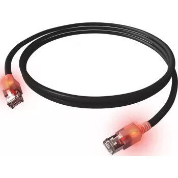 EasyLan DualBoot LED Patchkabel RJ45 S/FTP Cat.6A (Class EA) με βύσμα SaCon LSOH μαύρο 7,5 m