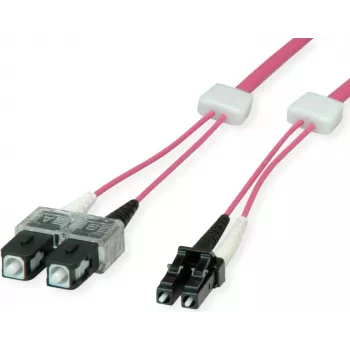 EasyLan FO LED Patch Cord Premium, Duplex - LC Multi-Mode (M) σε SC Multi-Mode (M) - 3 m - Fiber Optic - Duplex - 50/125 µm - OM4 - Heather Violet (RAL 4003)