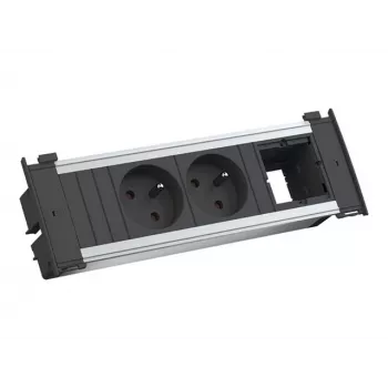 Bachmann Kapsa S - 2 m - Εσωτερικού χώρου - Type E - Μαύρο - Ασημί - 2 Πρίζες AC - 204 mm