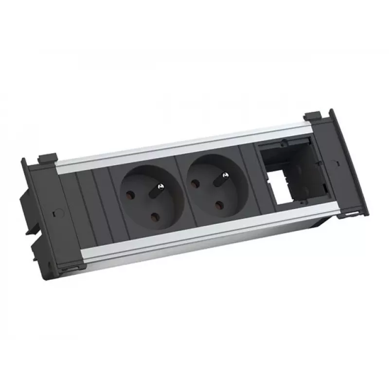 Bachmann Kapsa S - 2 m - Εσωτερικού χώρου - Type E - Μαύρο - Ασημί - 2 Πρίζες AC - 204 mm