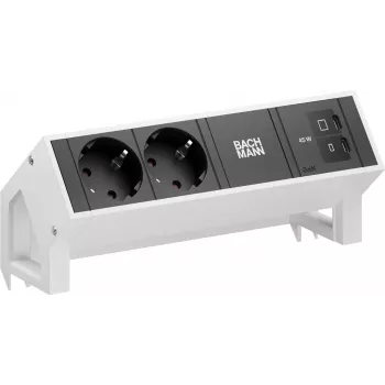 Bachmann DESK2 2x Schuko USB-C 45W 0,2m Λευκό RAL9010 Μονάδα τροφοδοσίας γραφείου