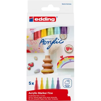 EDDING 5300 σετ ακρυλικών μαρκαδόρων ασσόρτι χρώματα 1.0 - 2.0 mm 5 τεμ. (4-5300-5S-2)