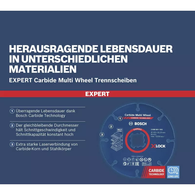 Bosch 10 Δίσκοι κοπής EXPERT Carbide Multi Wheel 125 mm (2608901195)