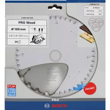 BOSCH POWERTOOLS PRO δίσκος κυκλικού πριονιού ξύλου 160 mm (συσκευασία 3 τεμ. προσφορά)