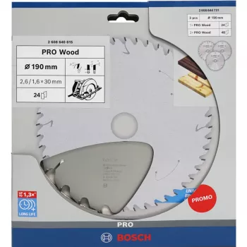 BOSCH Power Tools PRO δίσκος κυκλικού πριονιού ξύλου 190 mm (συσκευασία 3 τεμ. προσφορά)