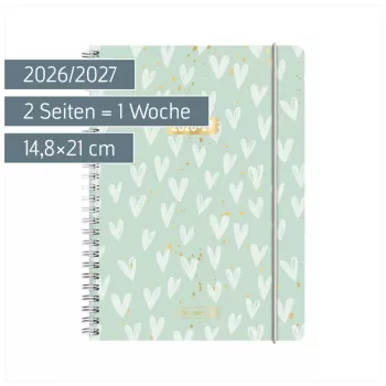 BRUNNEN Student Planner Heart 2026/2027 μεντα, λευκό, χρυσό, 1 τεμ. (1072156097)