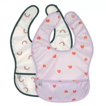 Lassig αδιάβροχο σετ σαλιάρες 6m+ Happy Rascals Heart Lavender