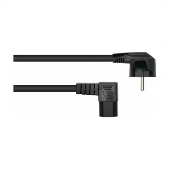 Kabelmeister Καλώδιο τροφοδοσίας Schuko Type E+F 90° γωνιακό σε IEC C15 ορθογώνιο, 2m, Μαύρο