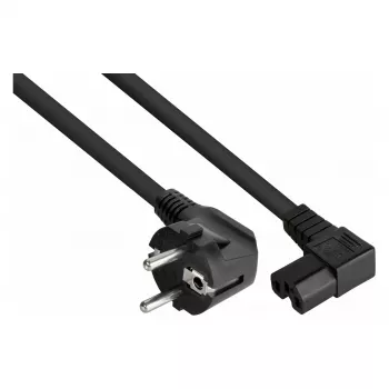 Kabelmeister Καλώδιο τροφοδοσίας βύσμα Schuko Type E+F (90° γωνιακό) σε υποδοχή IEC C15 (ίσιο), 1,8 m, Μαύρο