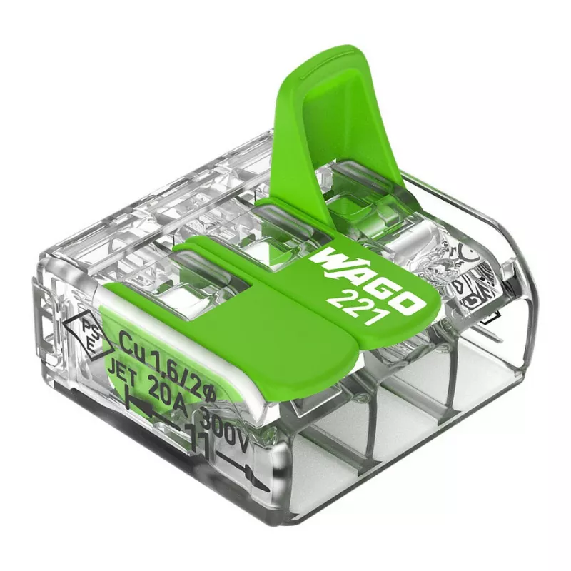 WAGO 221-423 συμπαγής συνδετήρας 3-αγωγών, 4 mm², διαφανές