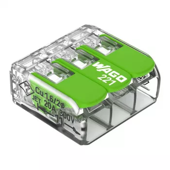 WAGO 221-423 συμπαγής συνδετήρας 3-αγωγών, 4 mm², διαφανές