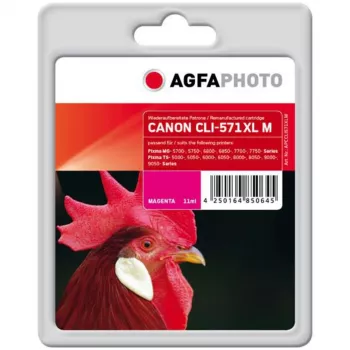 AgfaPhoto 11 ml Ματζέντα Συμβατό Δοχείο Μελανιού (Αντικατάσταση για Canon CLI-571MXL)