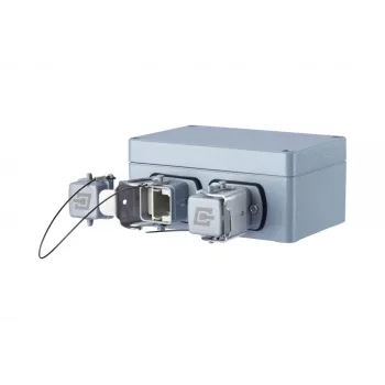 METZ CONNECT E-DAT Industry IP67 V5 Πρίζα Δικτύου 2 Θυρών Επιτοίχια, Αλουμίνιο, Γκρι (1401060320ME)