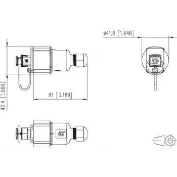 METZ CONNECT RJ45 Βύσμα Πεδίου Cat.6A Θωρακισμένο IP67 Μαύρο 41,8mm