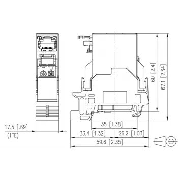 METZ CONNECT RJ45 Keystone Module Cat.6A STP Γκρι (RAL 7035) 1401906113KE