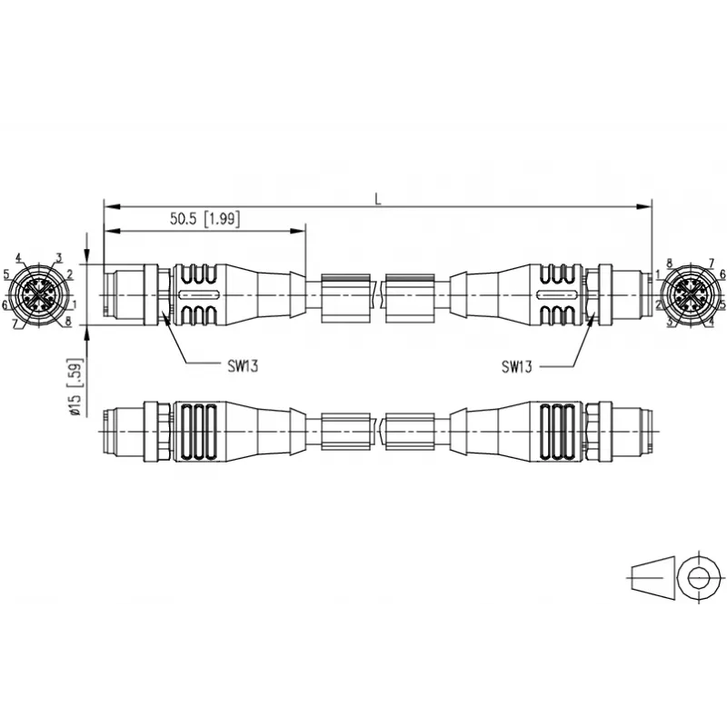 METZ CONNECT M12 σε RJ45 Patchkabel, Cat.5e, 2m, D-codiert, PUR, πράσινο