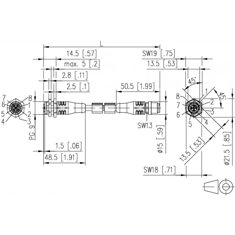 METZ CONNECT 142M2X12020 - 2 m - Cat6a - M12 - M12 - πράσινο