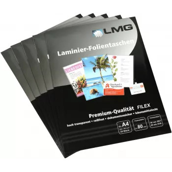 LMG φύλλα πλαστικοποίησης A4 γυαλιστερά 80 μικρόν 25 τεμ.