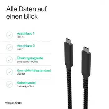 Flexline καλώδιο USB-C σε USB-C, USB 3.2 Gen 2, 100W PD, πλεκτό νάιλον, 1m (FL31-75004)