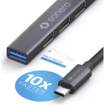 PureLink sonero USB 3.2 Gen1x1 Hub - 4 Θύρες USB-A Αρσενικό - 0,50m - Space Grey
