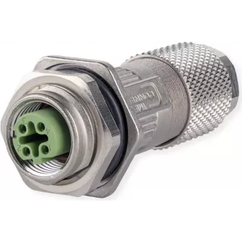 METZ CONNECT MMF881A115-0001 M12 υποδοχή θηλυκή, D-codiert, IP67, feldkonfektionierbar, με φλάντζα, 4-polig
