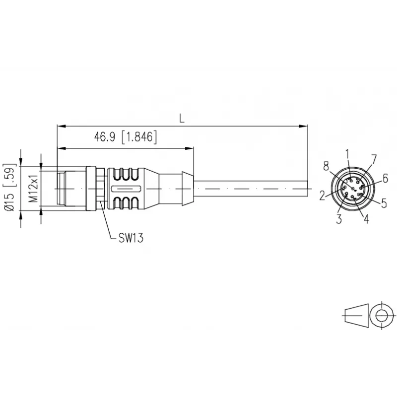 METZ CONNECT Καλώδιο δικτύου 8 ακίδων M12 (S)