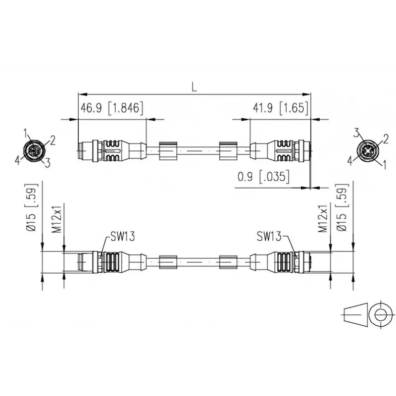 METZ CONNECT Καλώδιο δικτύου M12 (4-Pin)